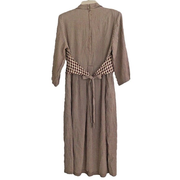 Stuart Allen Gingham Dress Womens Sz 8 VTG 70s USA Midi Vest Cottagecore Pockets - Picture 6 of 15